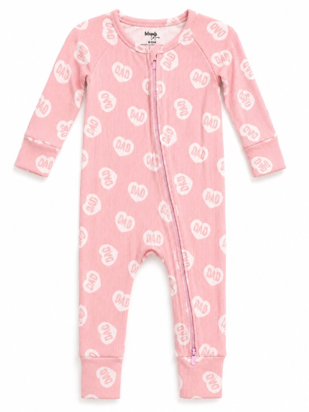 Blush Lotus Bamboo Ribbed Zippy Pajamas 6-12M Pink DAD Hearts